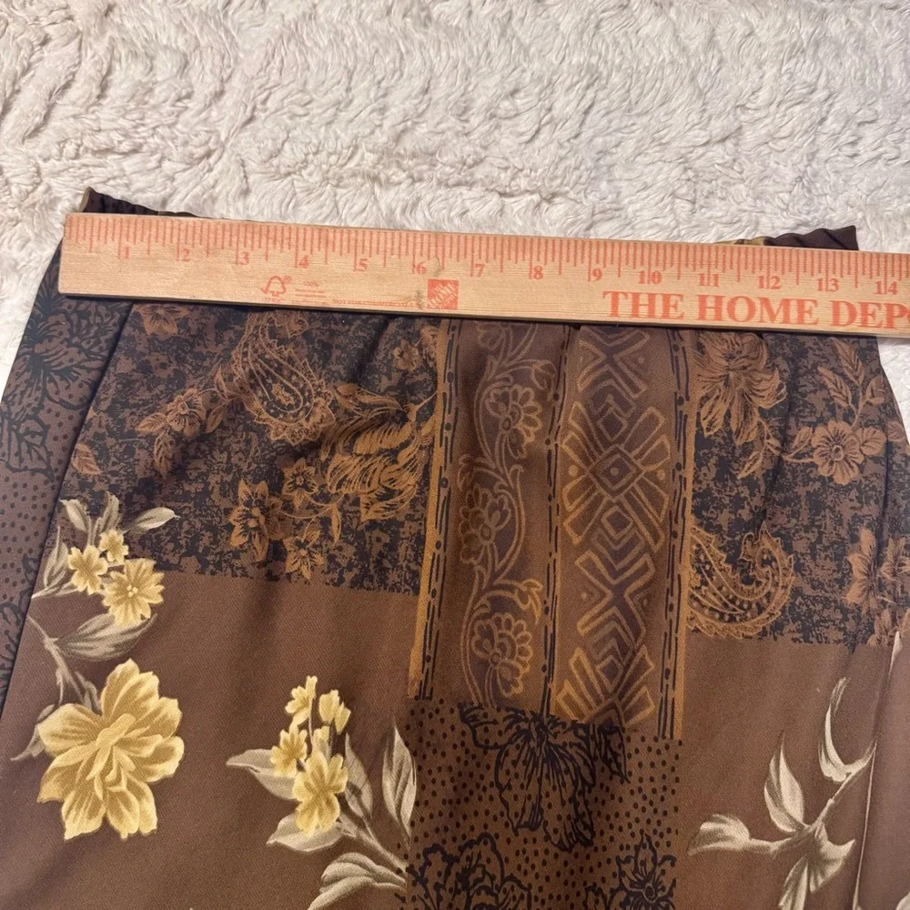 Impressions whimsgoth Brown Floral Maxi Skirt Y2K Boho Cottagecore Size 8 - Picture 5 of 5